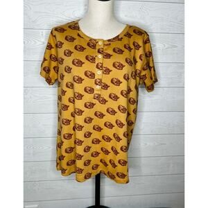Kate Quinn XL Mustard "Woodland Fox" organic cotton Henley top NWT